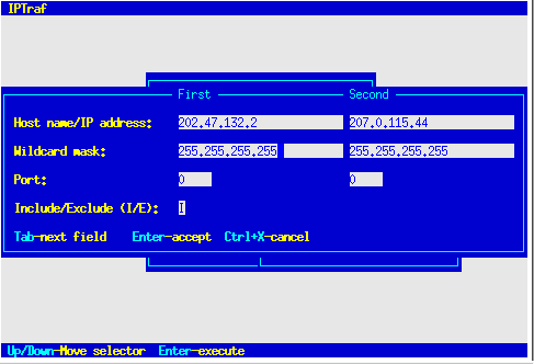 TCP Filter Parameter Dialog