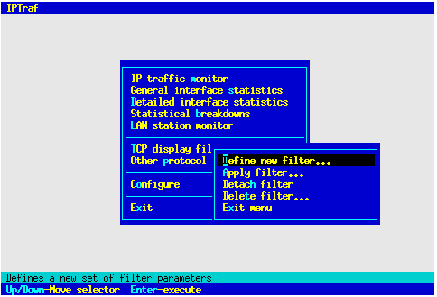 TCP Filter Menu