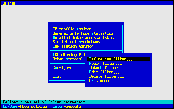 TCP Filter Menu