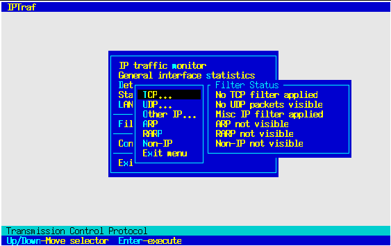 TCP Filter Menu